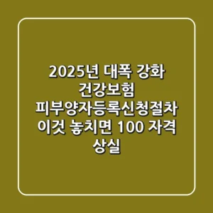 "2025년 대폭 강화", 건강보험 피부양자등록신청절차 '이것' 놓치면 100% 자격 상실