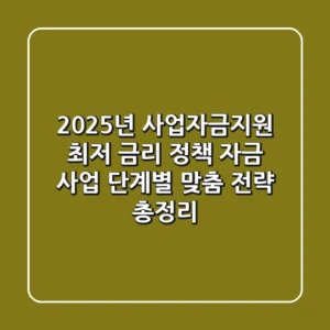 2025년 사업자금지원, "최저 금리 정책 자금" 사업 단계별 맞춤 전략 총정리