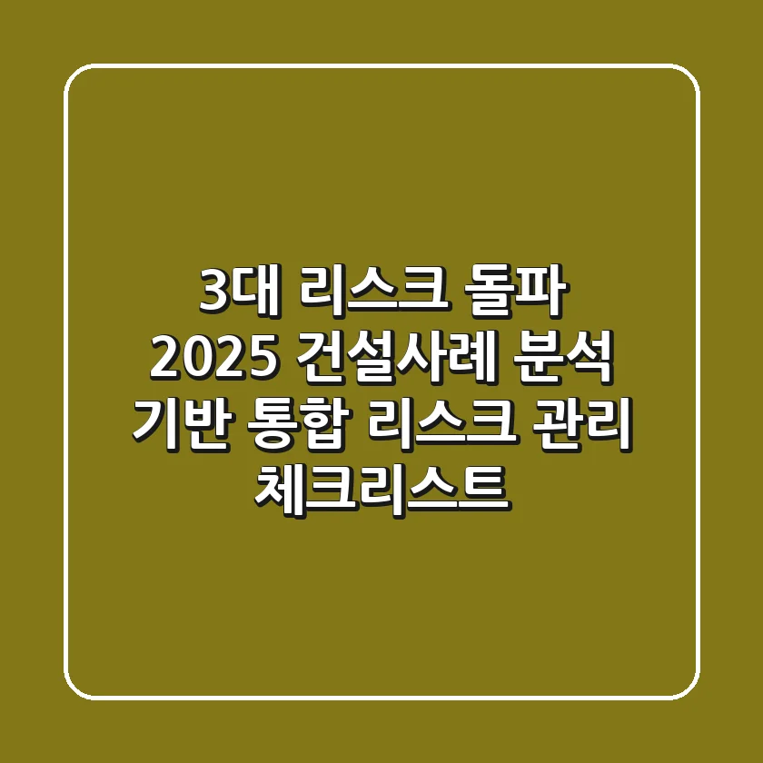 "3대 리스크 돌파", 2025 건설사례 분석 기반 통합 리스크 관리 체크리스트