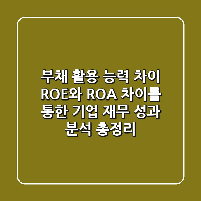 "부채 활용 능력 차이", ROE와 ROA 차이를 통한 기업 재무 성과 분석 총정리