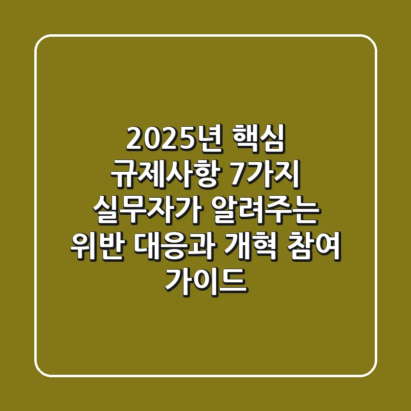 "2025년 핵심 규제사항 7가지", 실무자가 알려주는 위반 대응과 개혁 참여 가이드