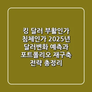 "킹 달러 부활인가 침체인가", 2025년 달러변화 예측과 포트폴리오 재구축 전략 총정리