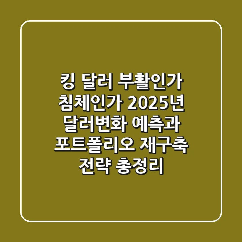 "킹 달러 부활인가 침체인가", 2025년 달러변화 예측과 포트폴리오 재구축 전략 총정리
