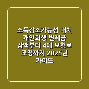 "소득감소가능성 대처", 개인회생 변제금 감액부터 4대 보험료 조정까지 2025년 가이드