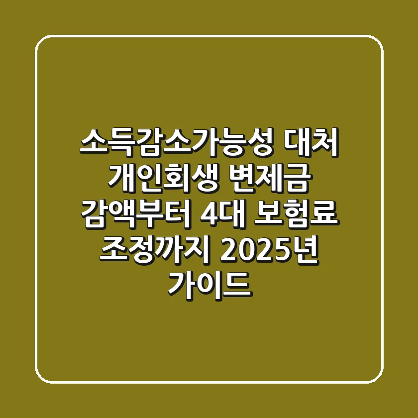 "소득감소가능성 대처", 개인회생 변제금 감액부터 4대 보험료 조정까지 2025년 가이드