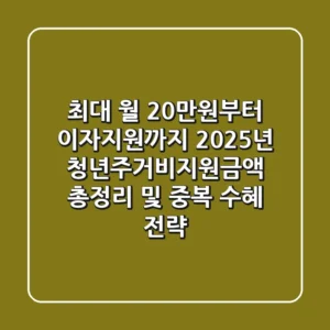 "최대 월 20만원부터 이자지원까지", 2025년 청년주거비지원금액 총정리 및 중복 수혜 전략