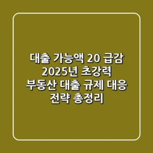 "대출 가능액 20% 급감?", 2025년 초강력 부동산 대출 규제 대응 전략 총정리