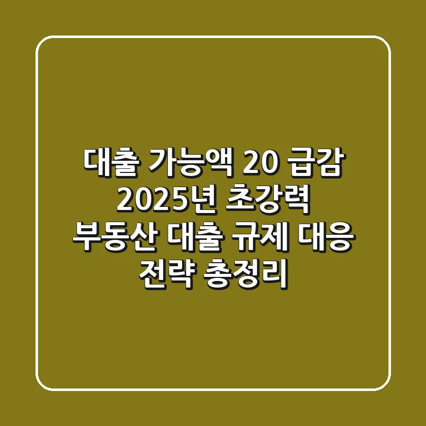 "대출 가능액 20% 급감?", 2025년 초강력 부동산 대출 규제 대응 전략 총정리