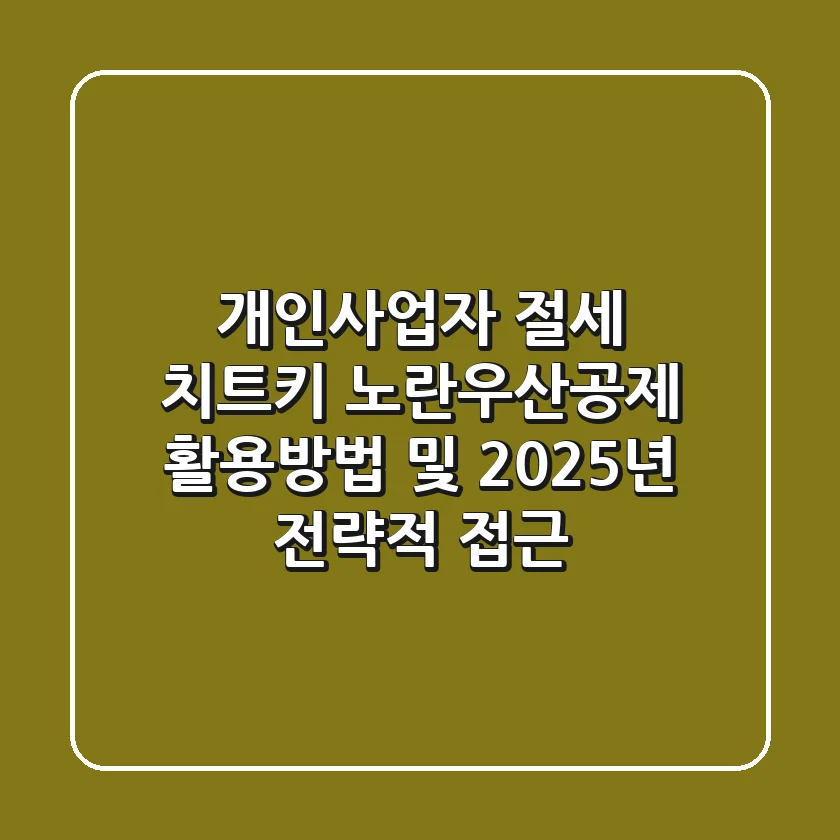 "개인사업자 절세 치트키!", 노란우산공제 활용방법 및 2025년 전략적 접근
