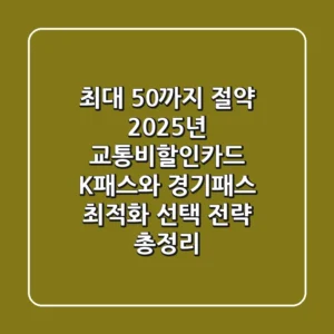 "최대 50%까지 절약?", 2025년 교통비할인카드, K-패스와 경기패스 최적화 선택 전략 총정리