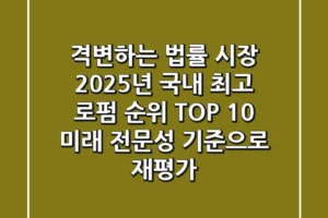 “격변하는 법률 시장”, 2025년 국내 최고 로펌 순위 TOP 10, 미래 전문성 기준으로 재평가
