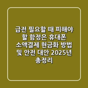 "급전 필요할 때 피해야 할 함정은?", 휴대폰 소액결제 현금화 방법 및 안전 대안 2025년 총정리