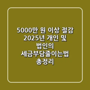 "5,000만 원 이상 절감", 2025년 개인 및 법인의 세금부담줄이는법 총정리