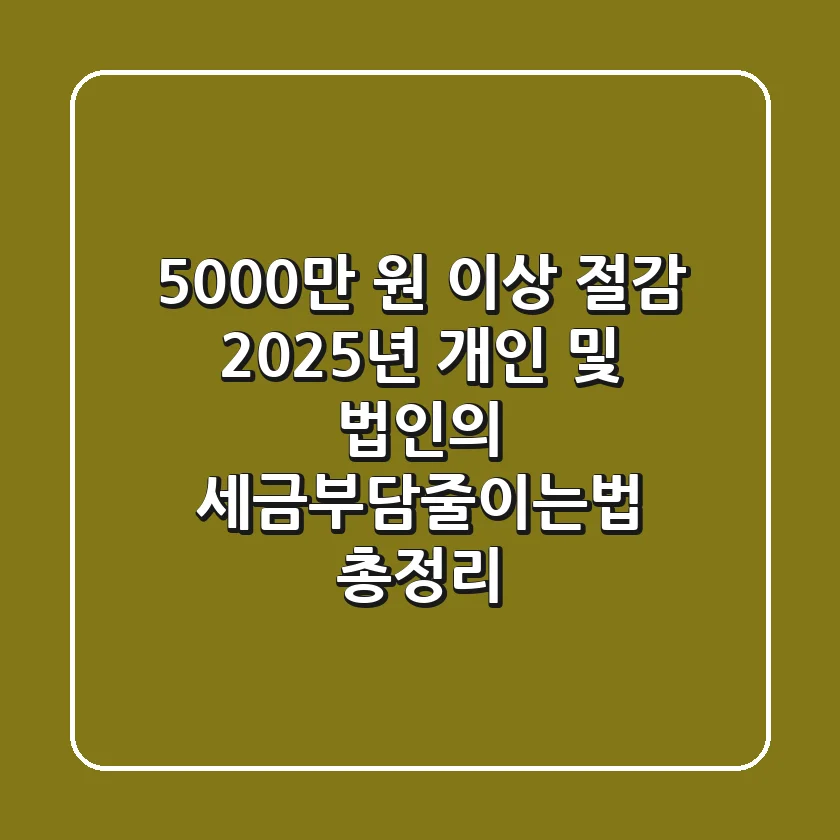 "5,000만 원 이상 절감", 2025년 개인 및 법인의 세금부담줄이는법 총정리