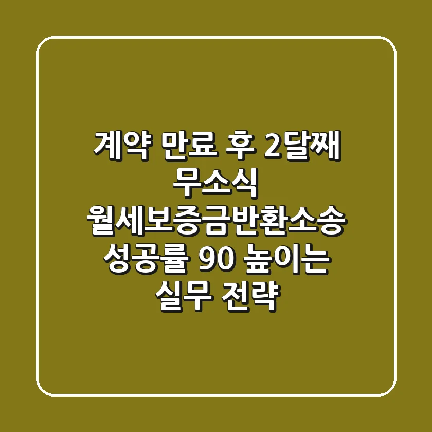 "계약 만료 후 2달째 무소식", 월세보증금반환소송 성공률 90% 높이는 실무 전략