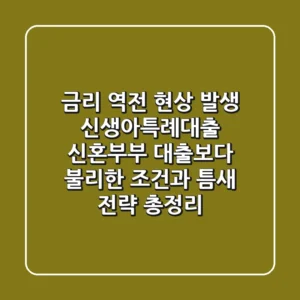 "금리 역전 현상 발생?", 신생아특례대출, 신혼부부 대출보다 불리한 조건과 틈새 전략 총정리