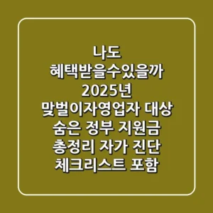 "나도 혜택받을수있을까?" 2025년 맞벌이·자영업자 대상 숨은 정부 지원금 총정리: 자가 진단 체크리스트 포함