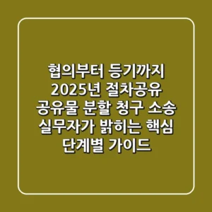 "협의부터 등기까지 2025년 절차공유", 공유물 분할 청구 소송, 실무자가 밝히는 핵심 단계별 가이드