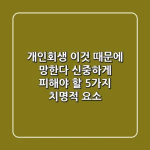 "개인회생, 이것 때문에 망한다" 신중하게 피해야 할 5가지 치명적 요소