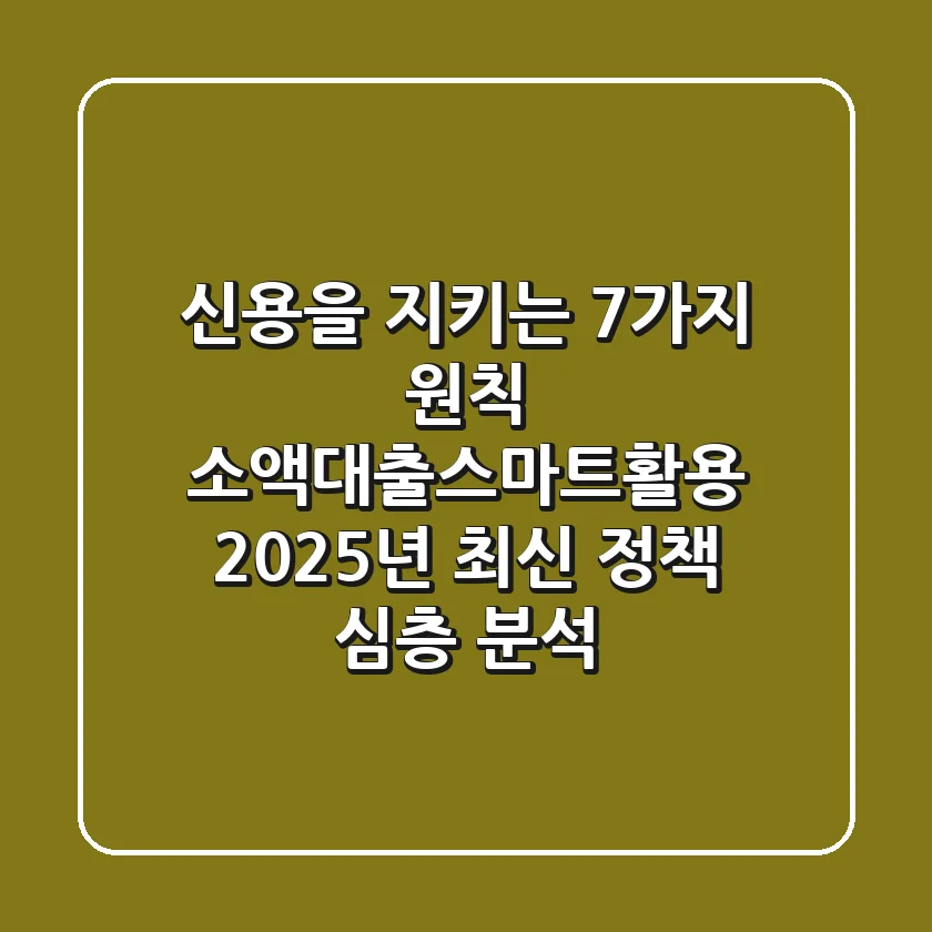 "신용을 지키는 7가지 원칙", 소액대출스마트활용 2025년 최신 정책 심층 분석