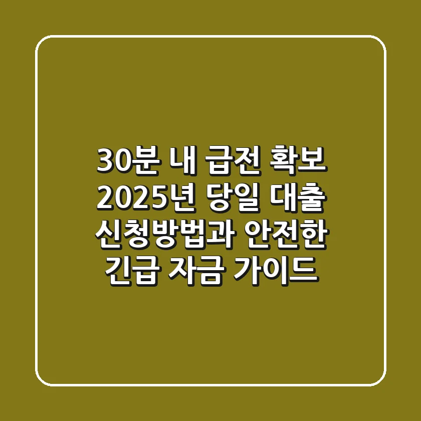 "30분 내 급전 확보?", 2025년 당일 대출 신청방법과 안전한 긴급 자금 가이드