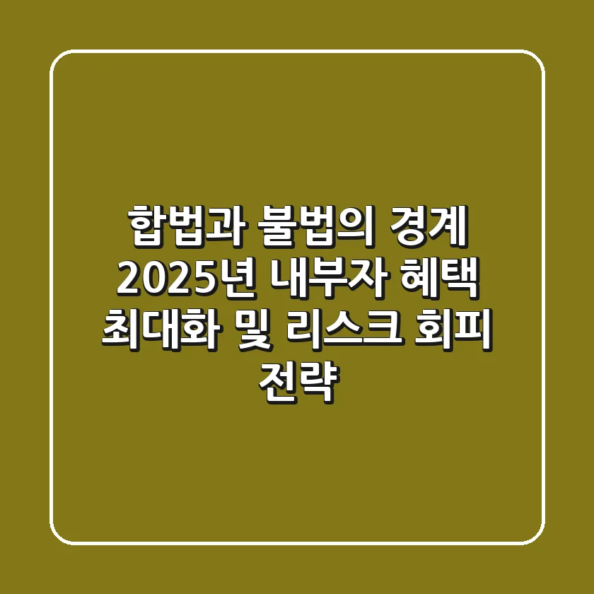 "합법과 불법의 경계", 2025년 내부자 혜택 최대화 및 리스크 회피 전략