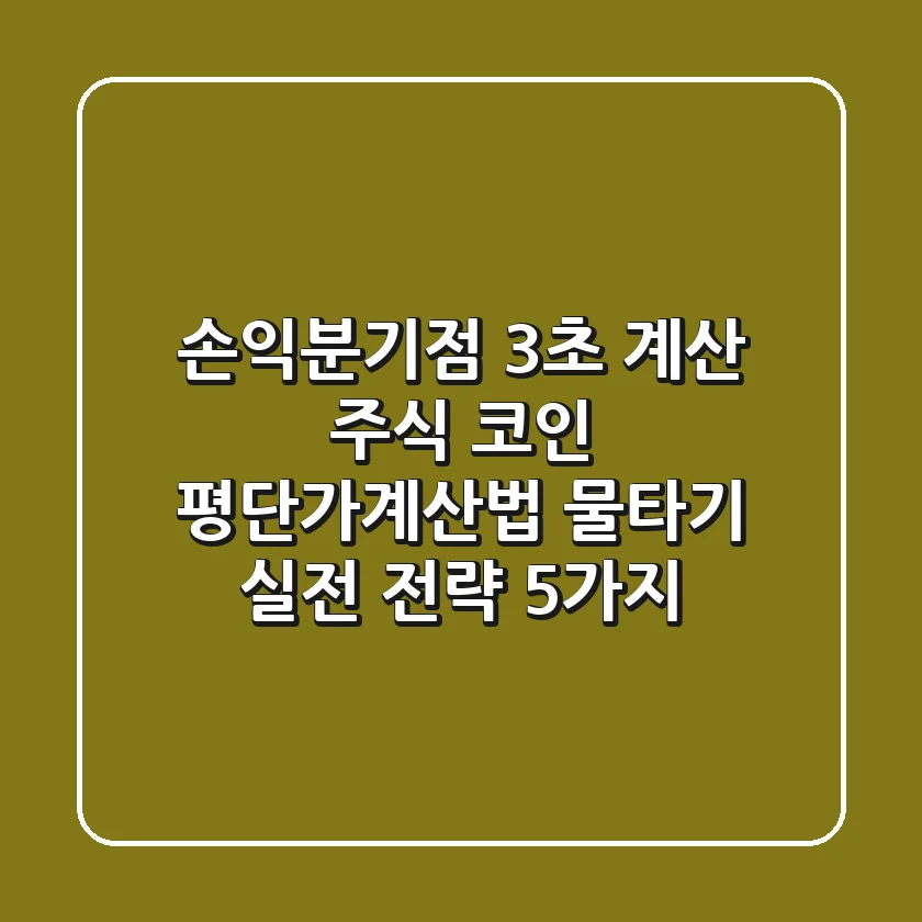 "손익분기점 3초 계산!", 주식 코인 평단가계산법 물타기 실전 전략 5가지