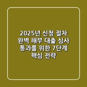 "2025년 신청 절차 완벽 해부", 대출 심사 통과를 위한 7단계 핵심 전략