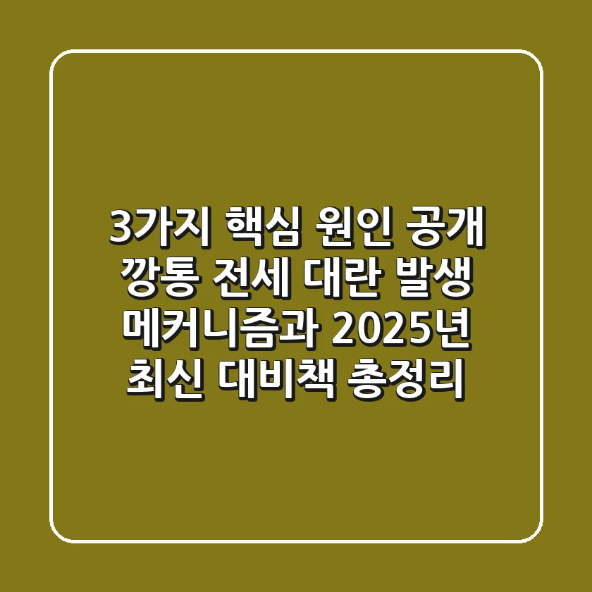 "3가지 핵심 원인 공개", 깡통 전세 대란 발생 메커니즘과 2025년 최신 대비책 총정리