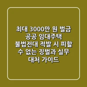 "최대 3,000만 원 벌금", 공공 임대주택 불법전대 적발 시 피할 수 없는 징벌과 실무 대처 가이드