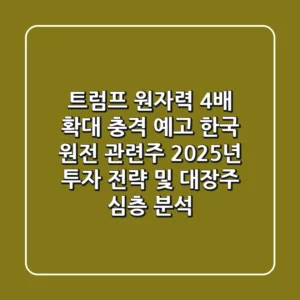 트럼프 '원자력 4배 확대' 충격 예고, 한국 원전 관련주 2025년 투자 전략 및 대장주 심층 분석