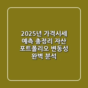 2025년 가격시세 예측 총정리, '자산 포트폴리오' 변동성 완벽 분석