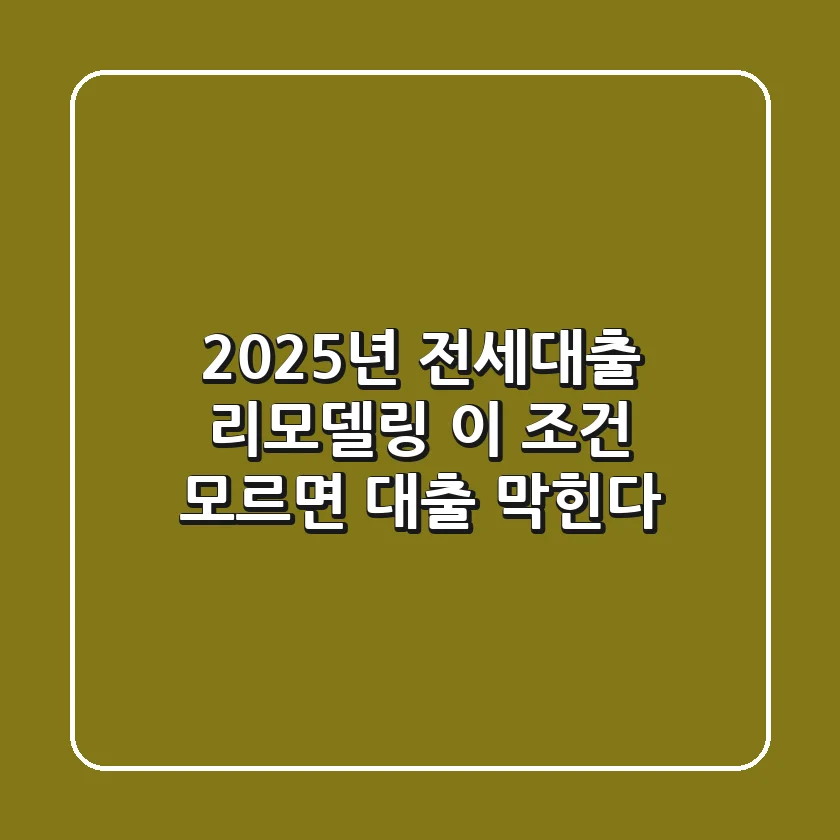 "2025년 전세대출 리모델링, '이 조건' 모르면 대출 막힌다"