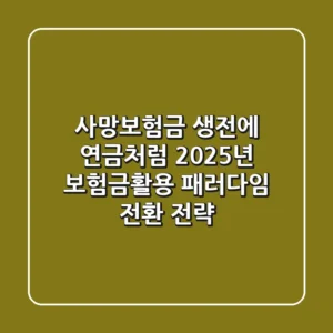 "사망보험금 생전에 연금처럼", 2025년 보험금활용 패러다임 전환 전략