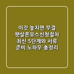 "이것 놓치면 부결!", 햇살론유스신청절차 최신 5단계와 서류 준비 노하우 총정리