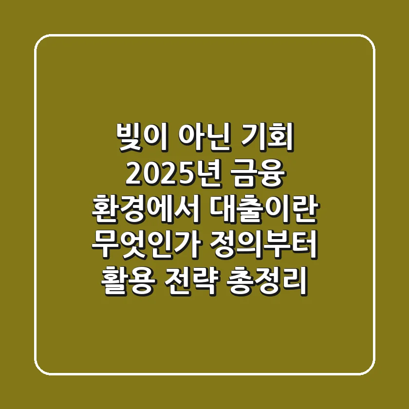 "빚이 아닌 기회", 2025년 금융 환경에서 대출이란 무엇인가? 정의부터 활용 전략 총정리
