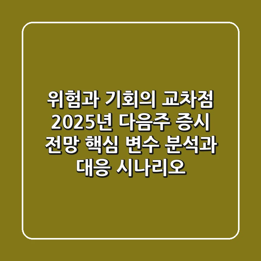 "위험과 기회의 교차점", 2025년 다음주 증시 전망 핵심 변수 분석과 대응 시나리오