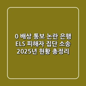 "0% 배상 통보 논란", 은행 ELS 피해자 집단 소송 2025년 현황 총정리