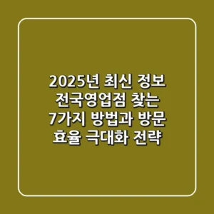 "2025년 최신 정보", 전국영업점 찾는 7가지 방법과 방문 효율 극대화 전략