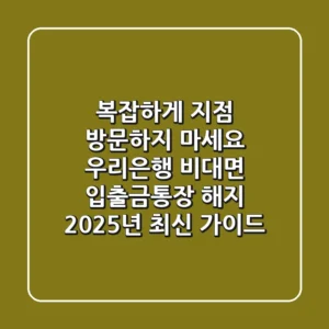 "복잡하게 지점 방문하지 마세요", 우리은행 비대면 입출금통장 해지 2025년 최신 가이드