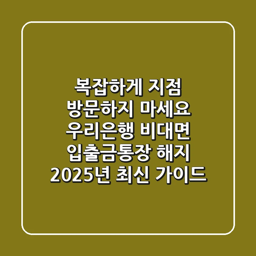 "복잡하게 지점 방문하지 마세요", 우리은행 비대면 입출금통장 해지 2025년 최신 가이드