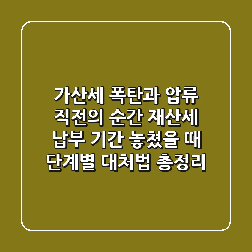 "가산세 폭탄과 압류 직전의 순간", 재산세 납부 기간 놓쳤을 때 단계별 대처법 총정리