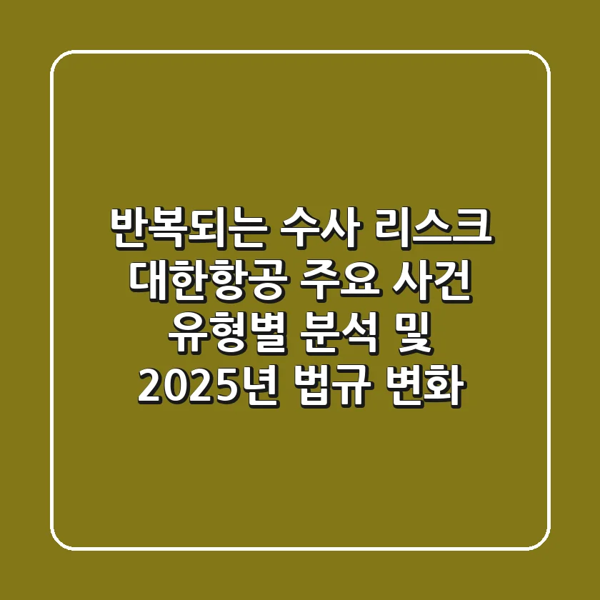 "반복되는 수사 리스크", 대한항공 주요 사건 유형별 분석 및 2025년 법규 변화