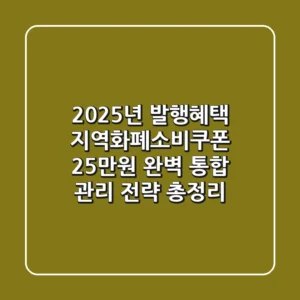 "2025년 발행혜택", 지역화폐·소비쿠폰 25만원 완벽 통합 관리 전략 총정리