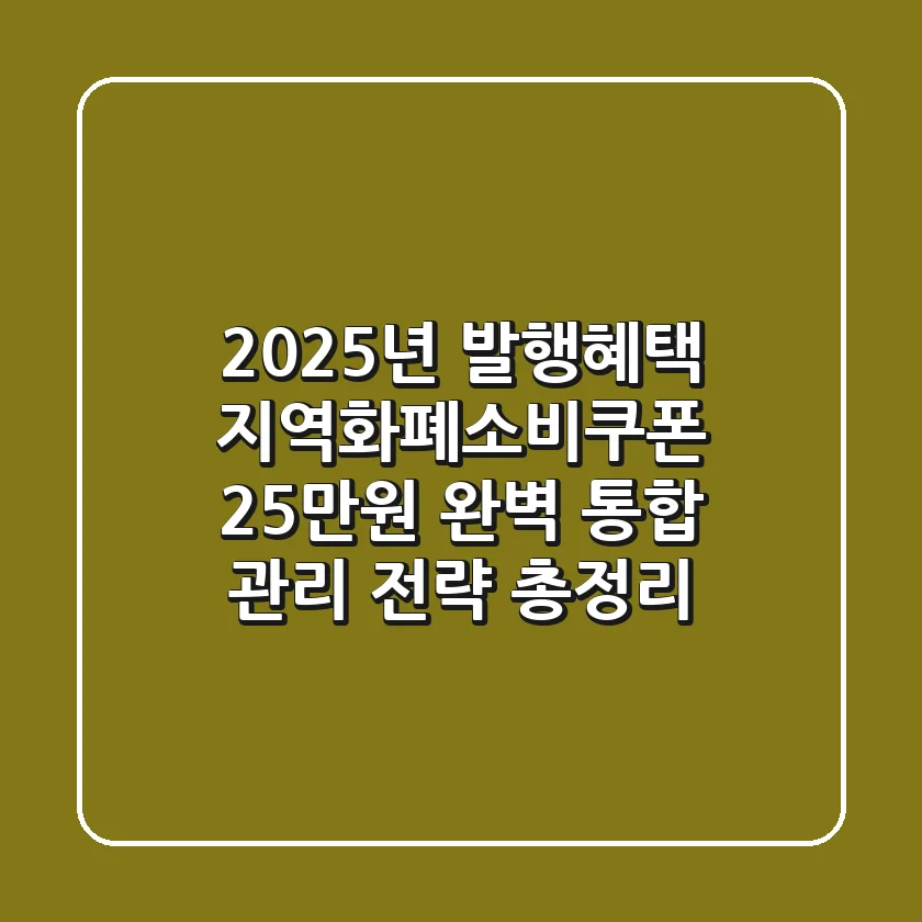 "2025년 발행혜택", 지역화폐·소비쿠폰 25만원 완벽 통합 관리 전략 총정리