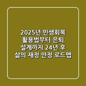 "2025년 민생회복 활용법부터 은퇴 설계까지", 24년 후 삶의 재정 안정 로드맵