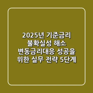 "2025년 기준금리 불확실성 해소", 변동금리대응 성공을 위한 실무 전략 5단계