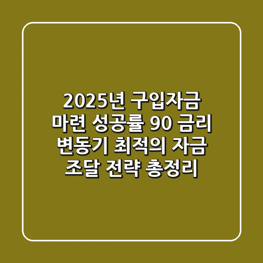 "2025년 구입자금 마련 성공률 90%?", 금리 변동기 최적의 자금 조달 전략 총정리