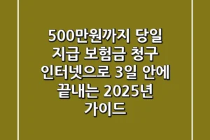 “500만원까지 당일 지급”, 보험금 청구 인터넷으로 3일 안에 끝내는 2025년 가이드