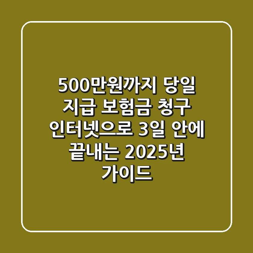 "500만원까지 당일 지급", 보험금 청구 인터넷으로 3일 안에 끝내는 2025년 가이드